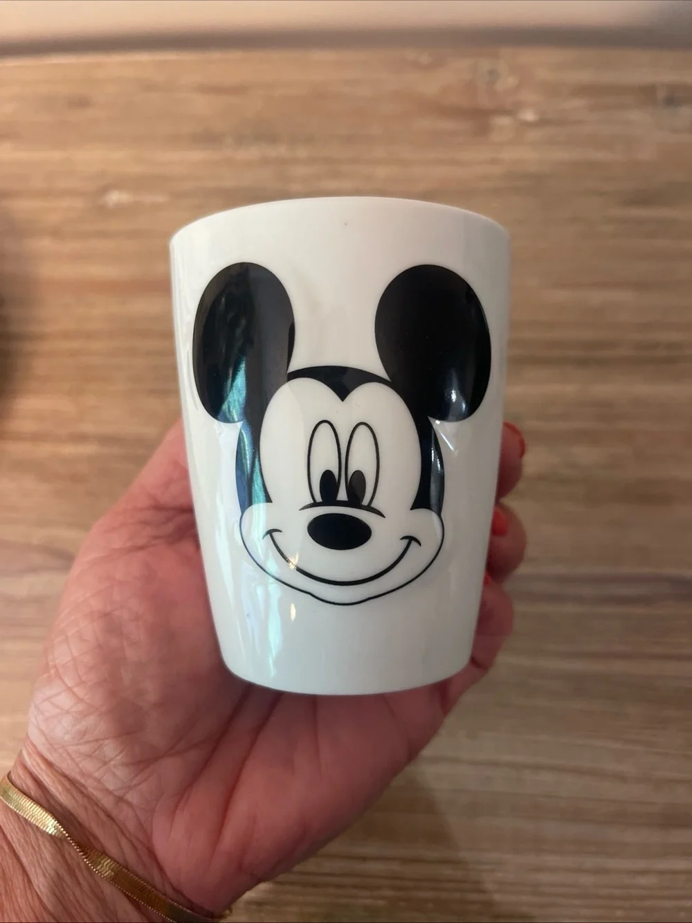Disney Mickey Mouse White Plate with Red and Navy Accents and cup